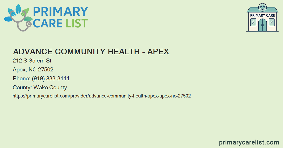 Advance Community Health - Apex - Primary Care in Apex, N
