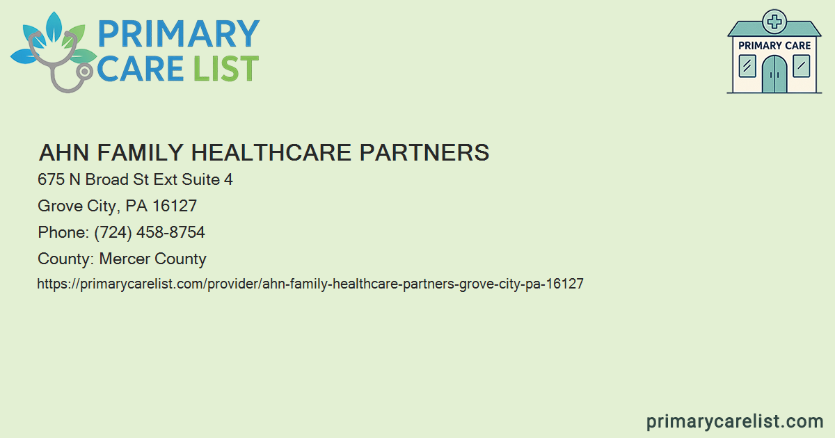 AHN Family Healthcare Partners - Primary Care in Grove Ci