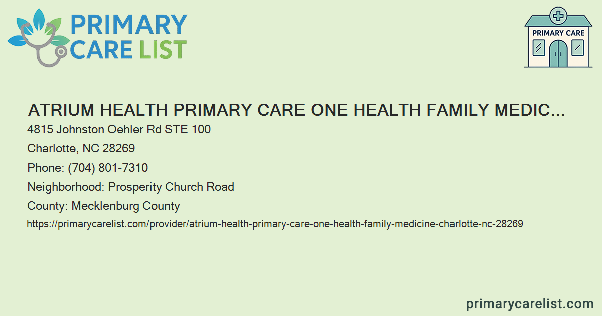 Atrium Health Primary Care One Health Family Medicine Pri