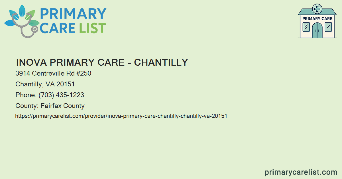 Inova Primary Care Chantilly Chantilly Va