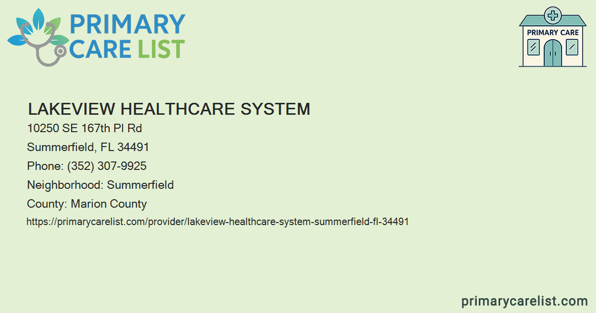 Lakeview Healthcare System - Primary Care in Summerfield,