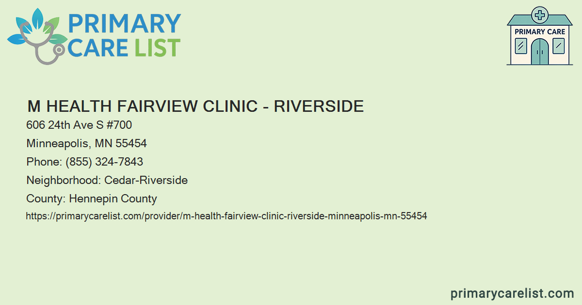 M Health Fairview Clinic - Riverside - Primary Care in Mi