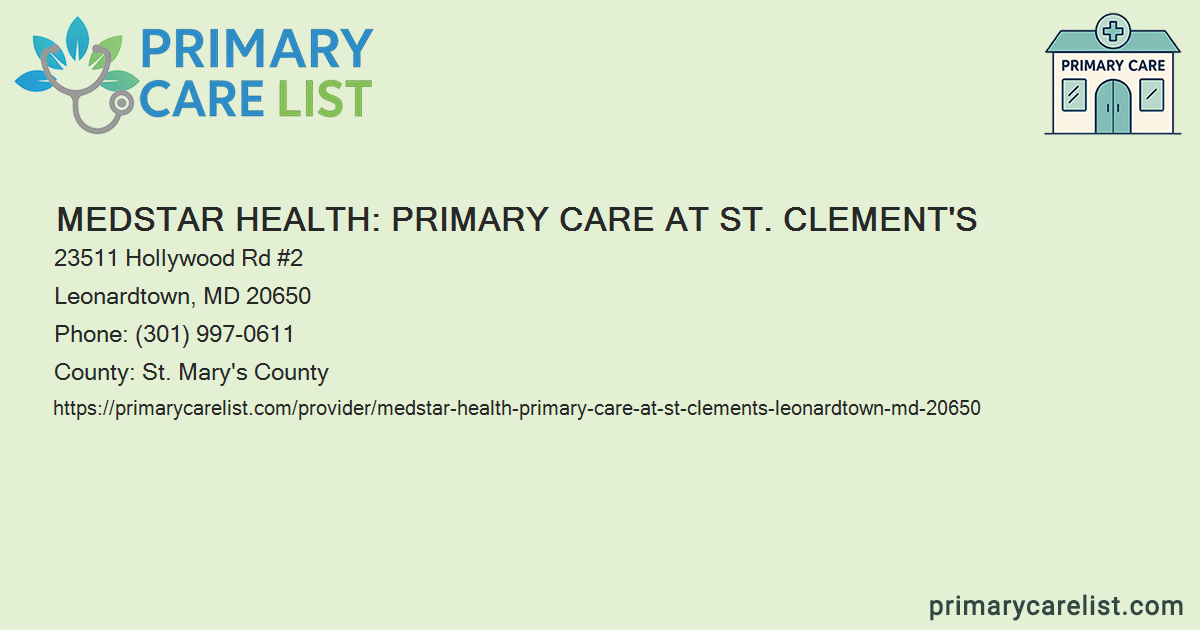 Clements Rd Health Center MedStar Health: Primary Care at St. Clement's - Primary C