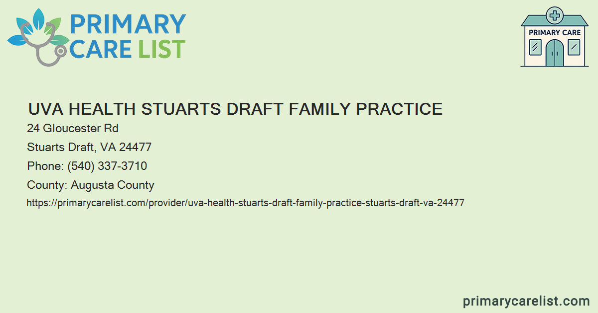 Medical Draft Numbers UVA Health Stuarts Draft Family Practice - Primary Care i
